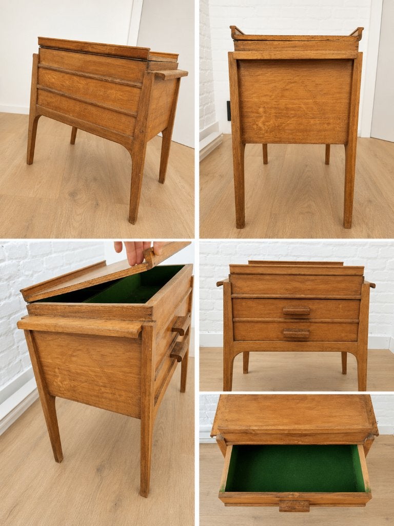 Antiek nachtkastje, Huis en Inrichting, Slaapkamer | Nachtkastjes, Gebruikt, Minder dan 55 cm, Minder dan 45 cm, Hout, Ophalen
