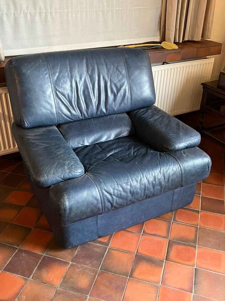 Lederen salon Gratis, Huis en Inrichting, Fauteuils, Gebruikt, Ophalen