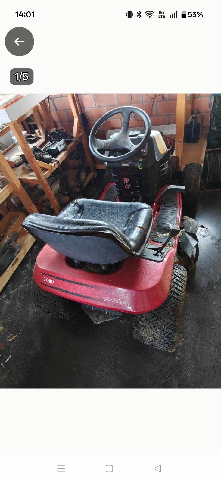 zitmaaier toro voor onderdelen, Jardin & Terrasse, Enlèvement, Utilisé, TORO, 90 à 120 cm