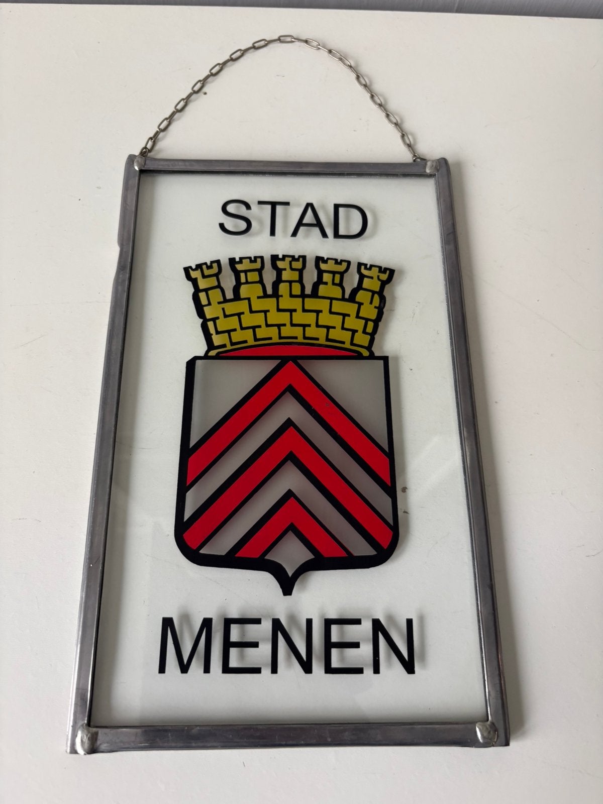 Vitrail « VILLE DE MENIN » (23,5/14,5 cm), Antiquités & Art, Enlèvement ou Envoi