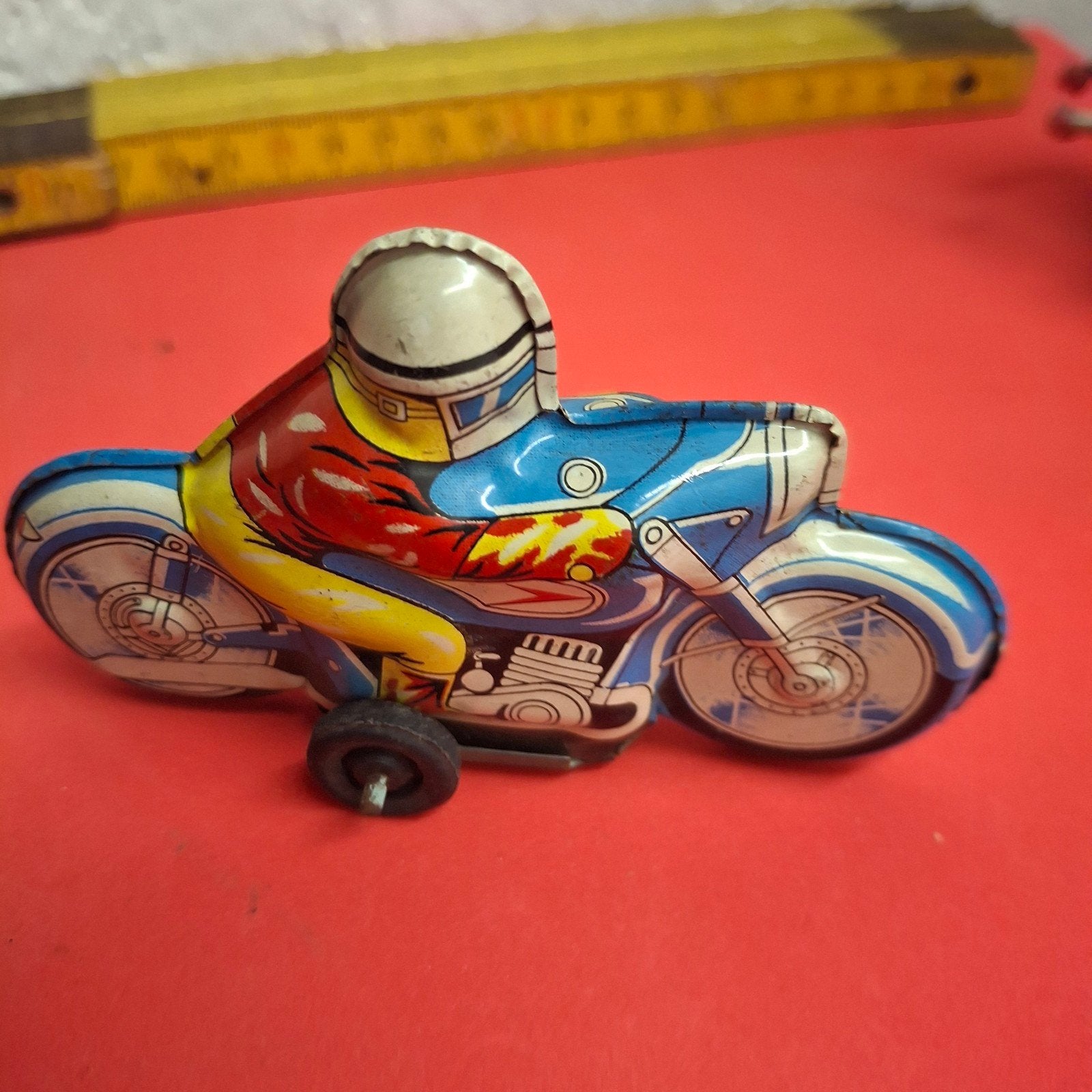 jouet tôle vintage. à friction . BLUE RACING MOTO . Japan, Enlèvement ou Envoi