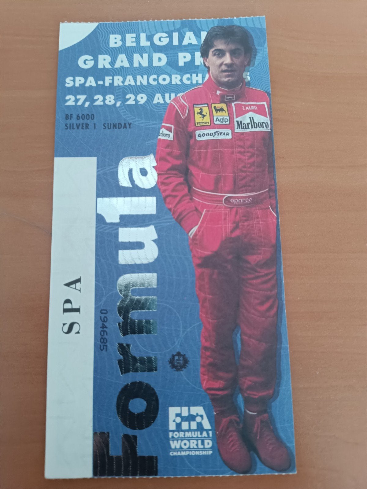 formule 1 ticket 1993 Silver, Ophalen of Verzenden, Formule 1