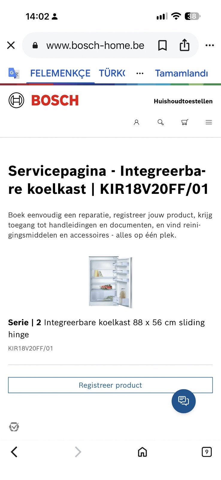 Bosch KIR18V20FF, Enlèvement, Neuf
