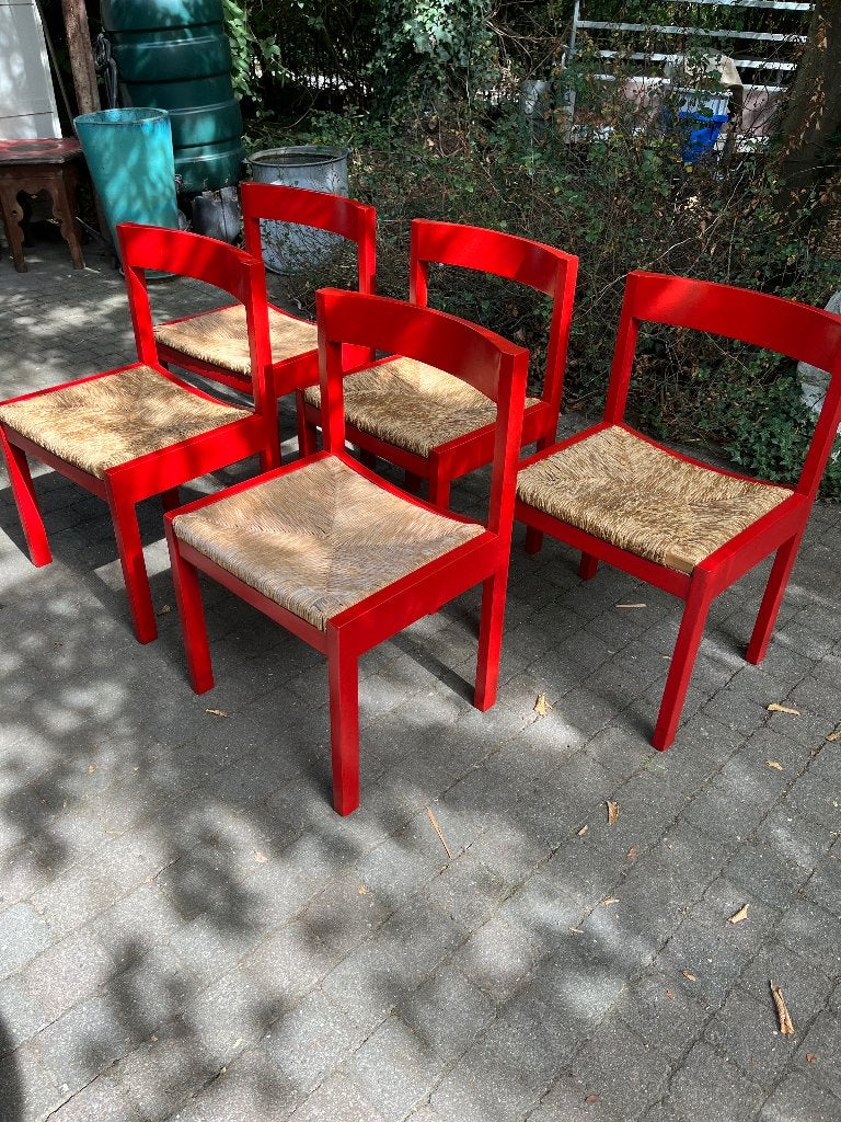 5 x chaises vintage Carimate Vico Magistretti ?, Rouge, Enlèvement, Carimate Vico Magistretti, Bois