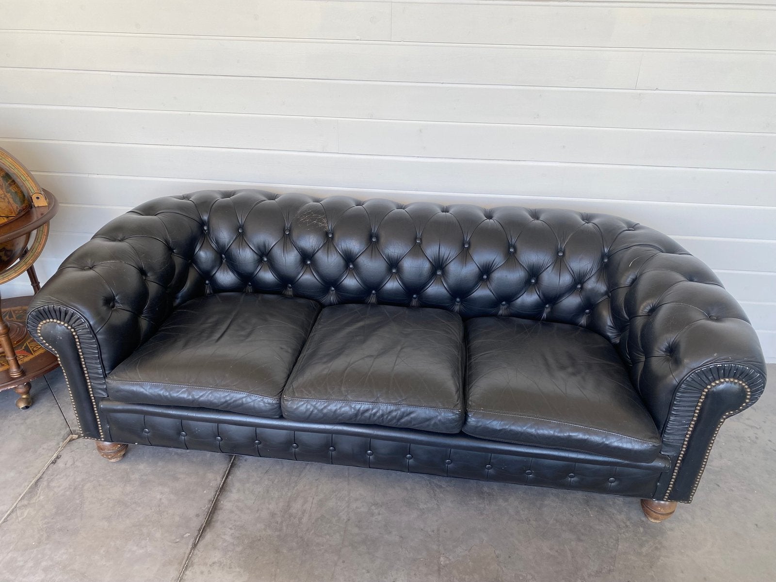 Chesterfield 3-zit, Huis en Inrichting, Ophalen, Driepersoons, Leer, Zo goed als nieuw