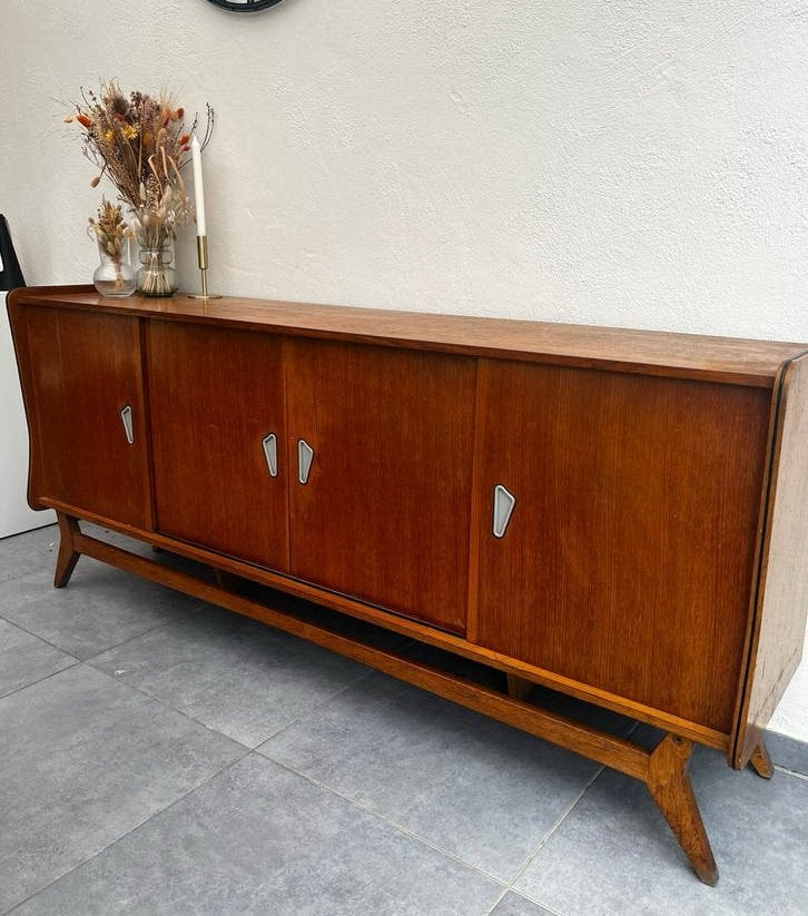Buffet vintage du milieu du siècle (200 cm), 25 à 50 cm, 200 cm ou plus, Teck, Vintage