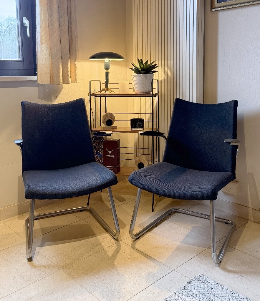 2 Buisstoelen (3014) van Toon De Wit voor De Wit, 1950s, Maison & Meubles, Chaises, Enlèvement, Blanc, Deux