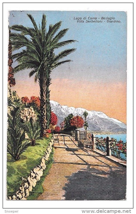 italy lago di como Beilagio Villa Serbelloni giardino, Collections, Cartes postales | Étranger, Enlèvement ou Envoi, Affranchie