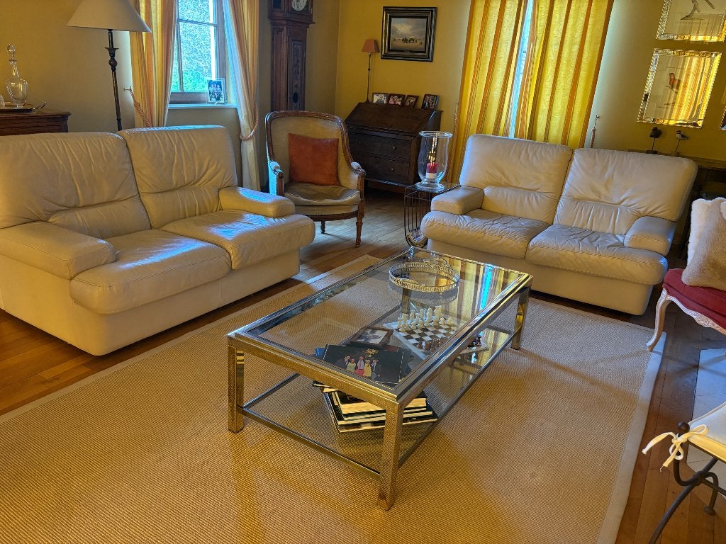 Fauteuil en cuir 2 pièces 155cm, Enlèvement, Utilisé, 150 à 200 cm, Banc droit