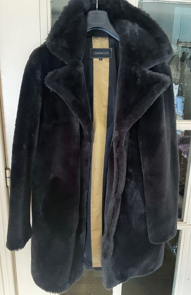 Oakwood zwarte faux fur mantel maat S, Kleding | Dames, Bruin, Ophalen of Verzenden, Zo goed als nieuw, Oakwood