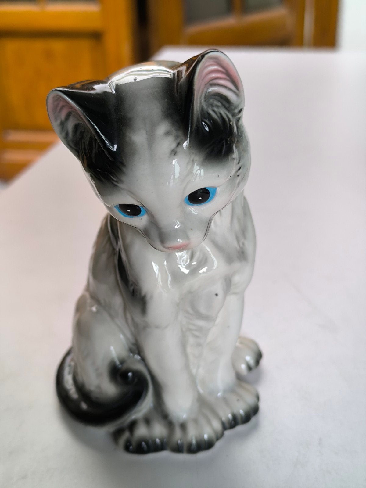 Grote vintage poes, blauwe ogen., Ophalen of Verzenden