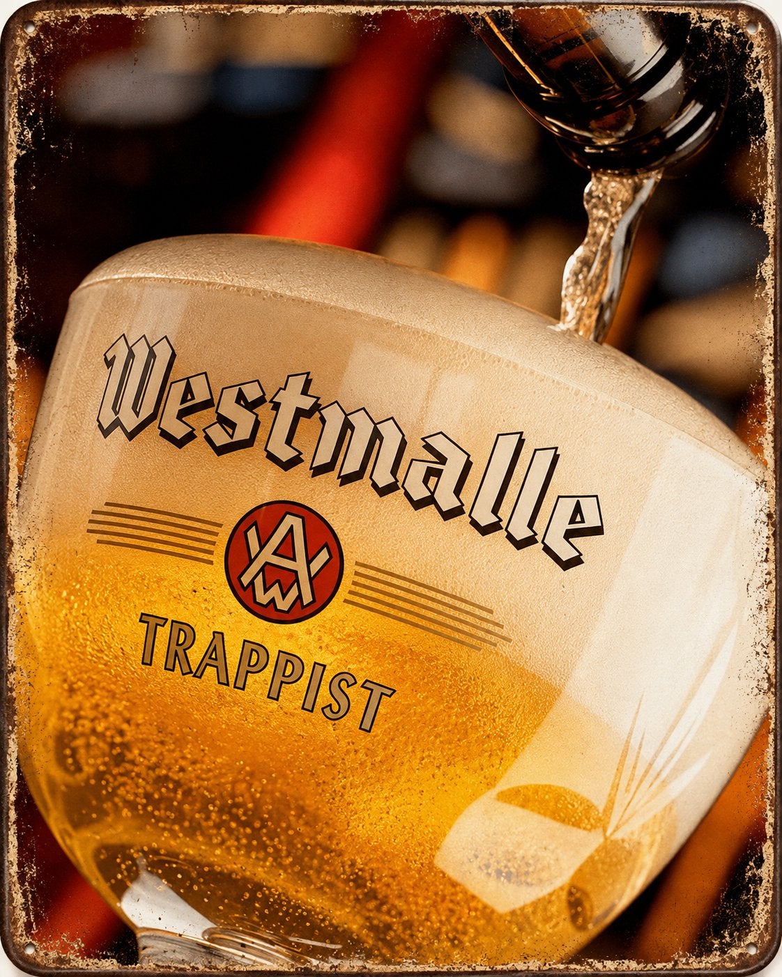 Canvasprint op doek hoogglans Westmalle - mancave vintage, Verzamelen, Ophalen of Verzenden, Nieuw, Reclamebord, Plaat of Schild