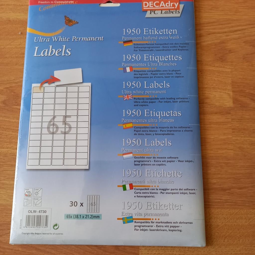 PC LABELS 1950 ETIKETTEN, Computers en Software, Labelprinters, Ophalen of Verzenden