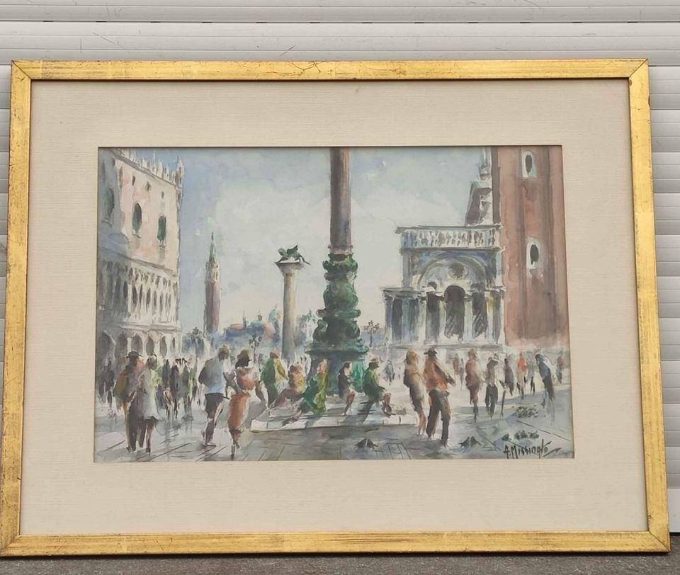 Aquarelle Venise signe Antonio missinato, Enlèvement ou Envoi