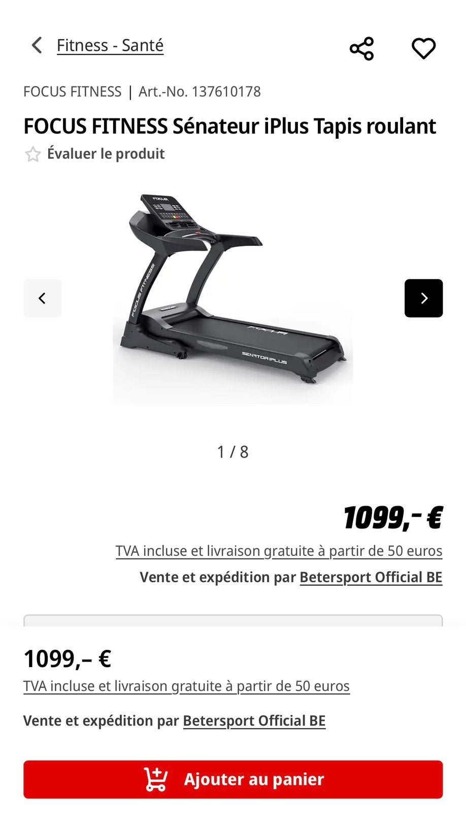 Tapis de course professionel, Sports & Fitness, Enlèvement, Comme neuf