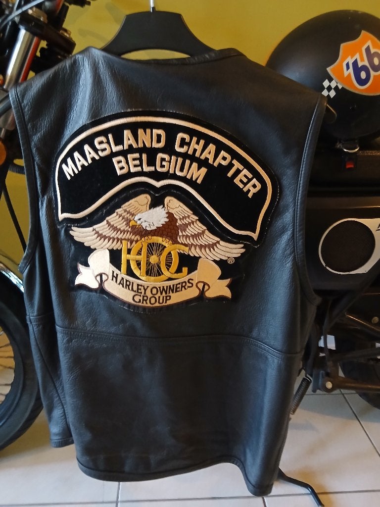 lederen vest & lederen jas & harley davidson & maat M, Motoren, Ophalen, Harley-Davidson, Jas | leer, Kinderen