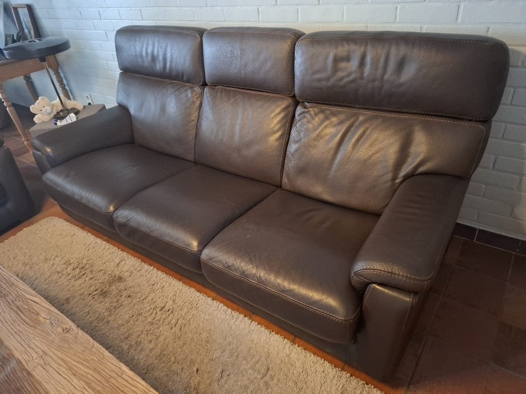 Lederen 3-zit zetel, Trois personnes, Leder, Moins de 75 cm, 200 à 250 cm