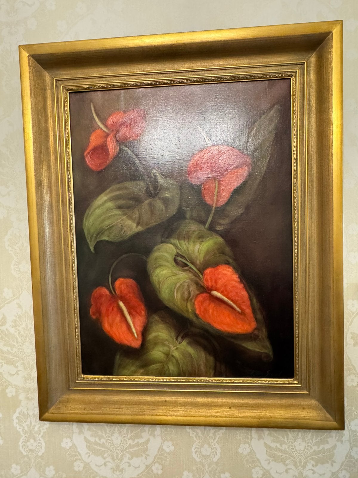Schilderij anthurium bloemen, Enlèvement