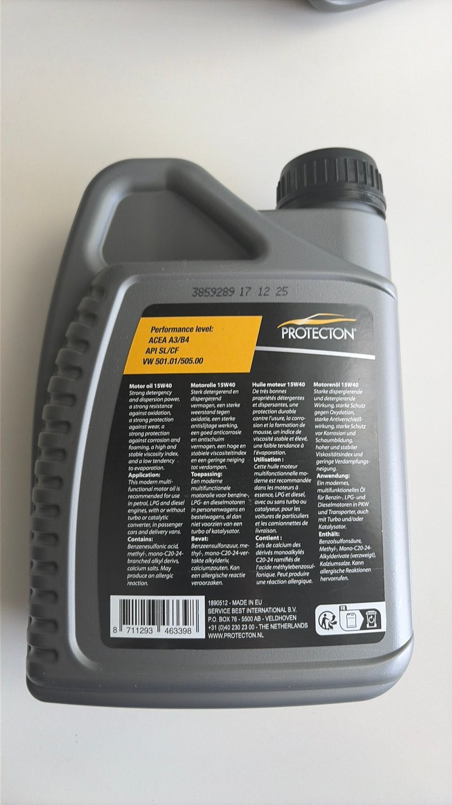 Minerale motorolie 2liter, Ophalen