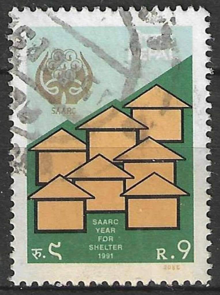 Nepal 1991 - Yvert 491 - Woning voor iedereen (ST), Verzenden, Gestempeld