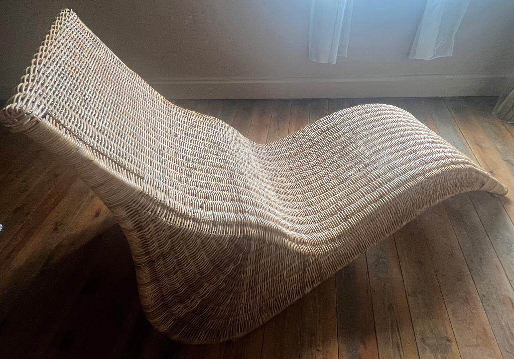 Chaise longue en rotin, Jardin & Terrasse, Chaises longues, Enlèvement, Comme neuf, Rotin
