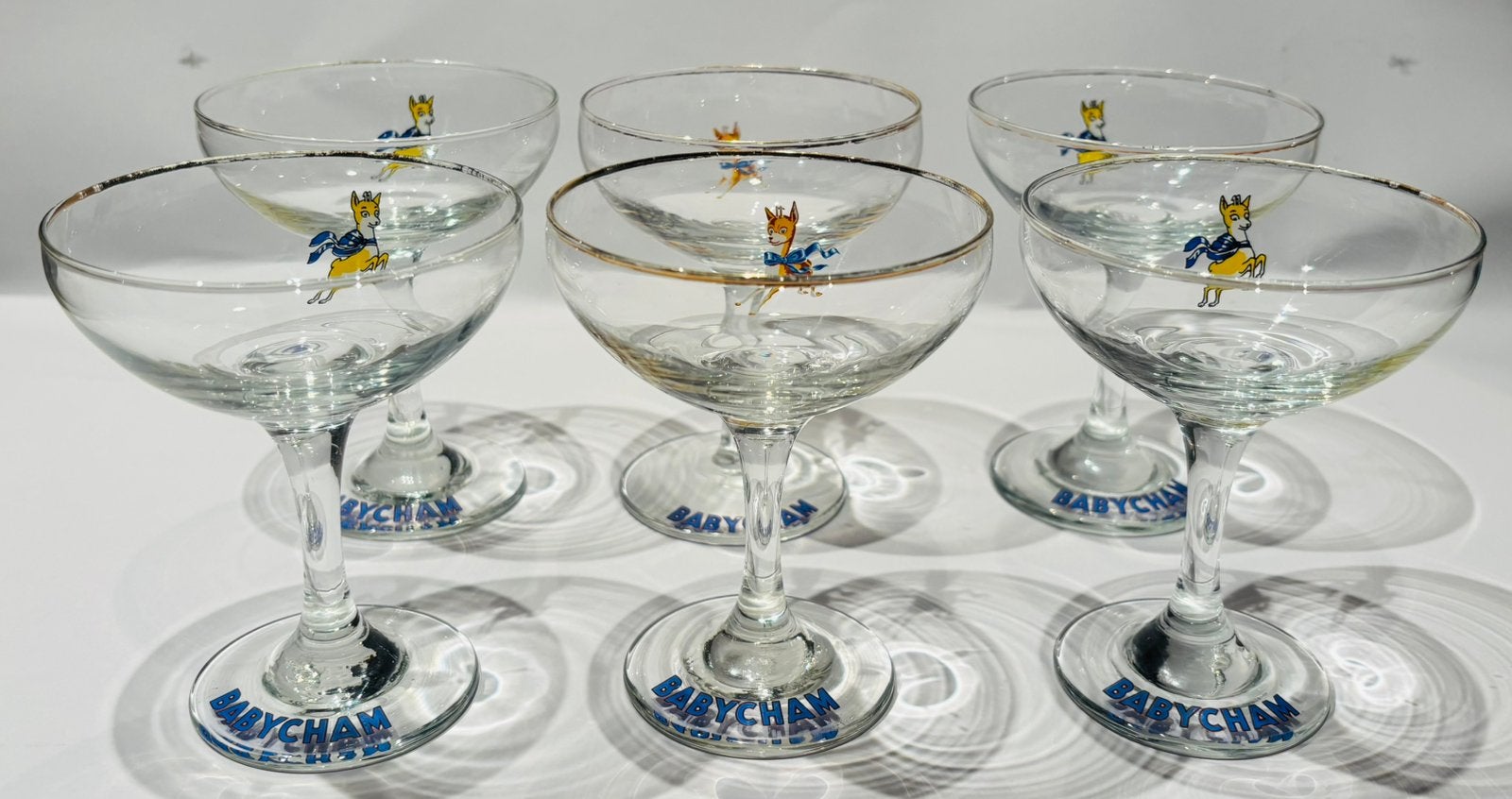 Vintage Babycham champagnecoupes, Ophalen of Verzenden, Gebruikt, Overige typen