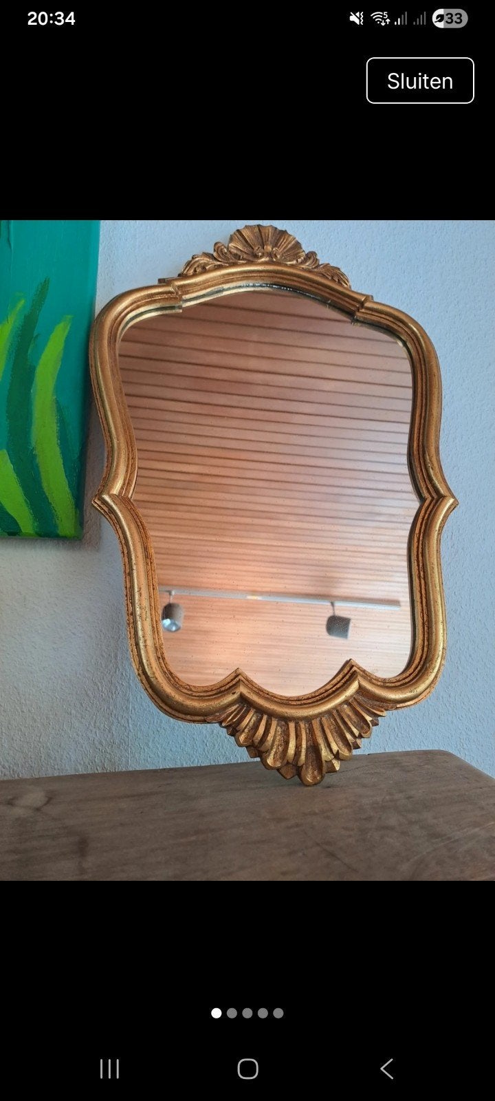 Vintage barok spiegel goudkleurig kader – sierlijk model, Ophalen