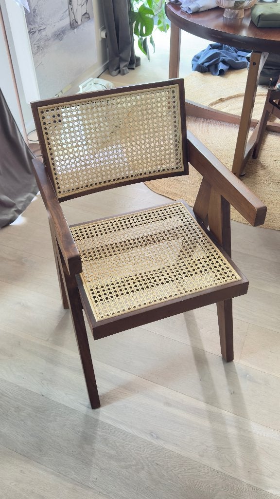 4 chaises Pierre Jeanneret Chanigarh style, Ophalen, Gebruikt, Bruin, Hout