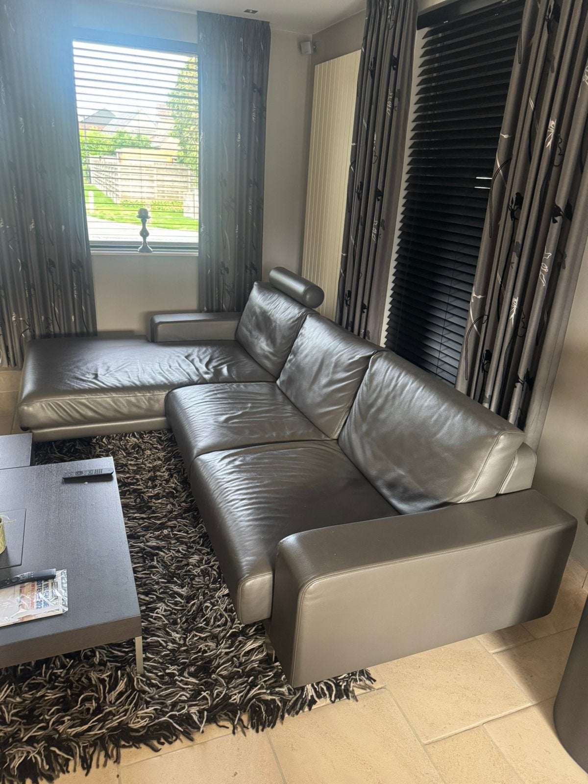 Lederen design zetel, Huis en Inrichting, Ophalen, Gebruikt, Leer, Design