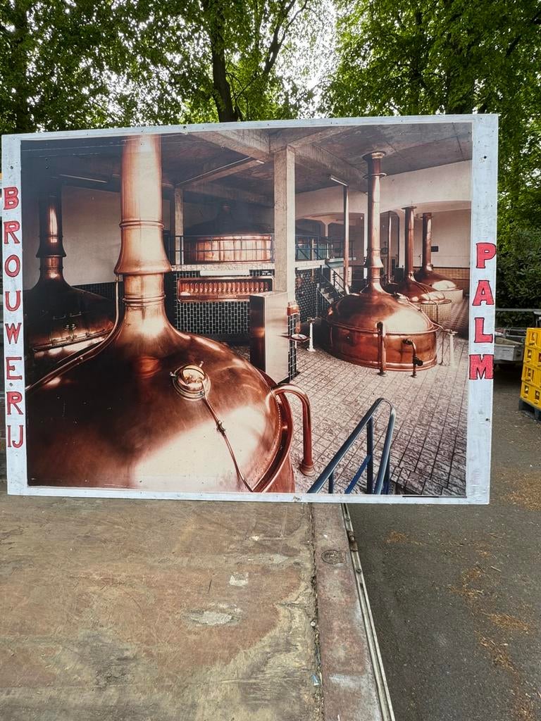 Reclame bord Palm koper - 1,96x1,48 dikte 12mm, Verzamelen, Biermerken, Ophalen, Gebruikt, Reclamebord, Plaat of Schild, Palm