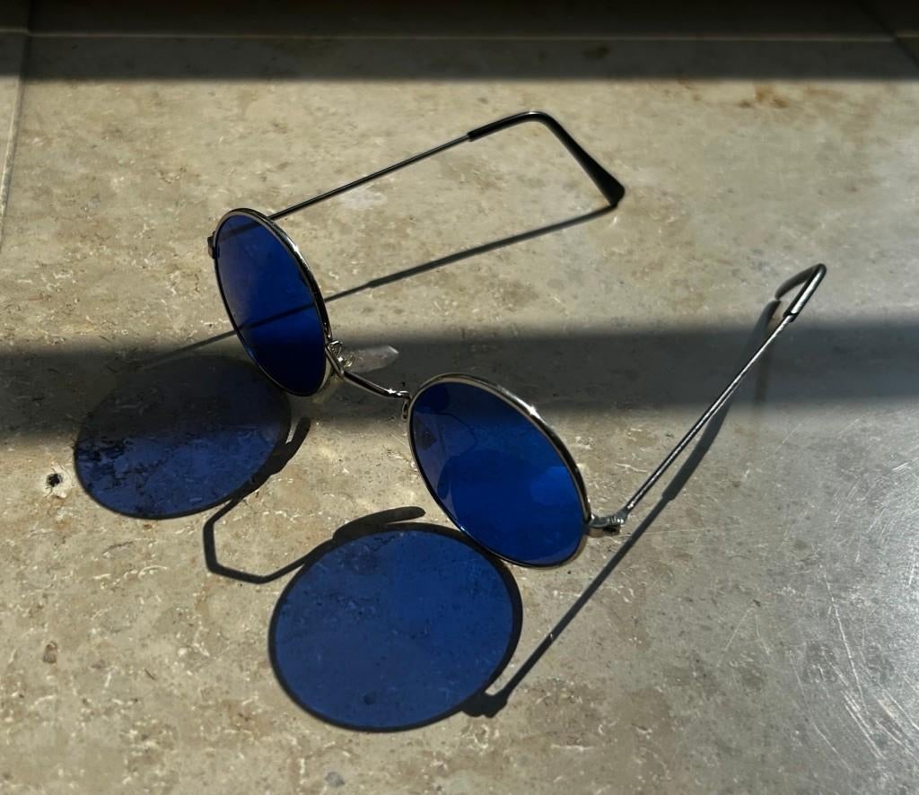Lunettes hippie vintage, bleues, années 1970, Collections, Enlèvement ou Envoi, Autres types