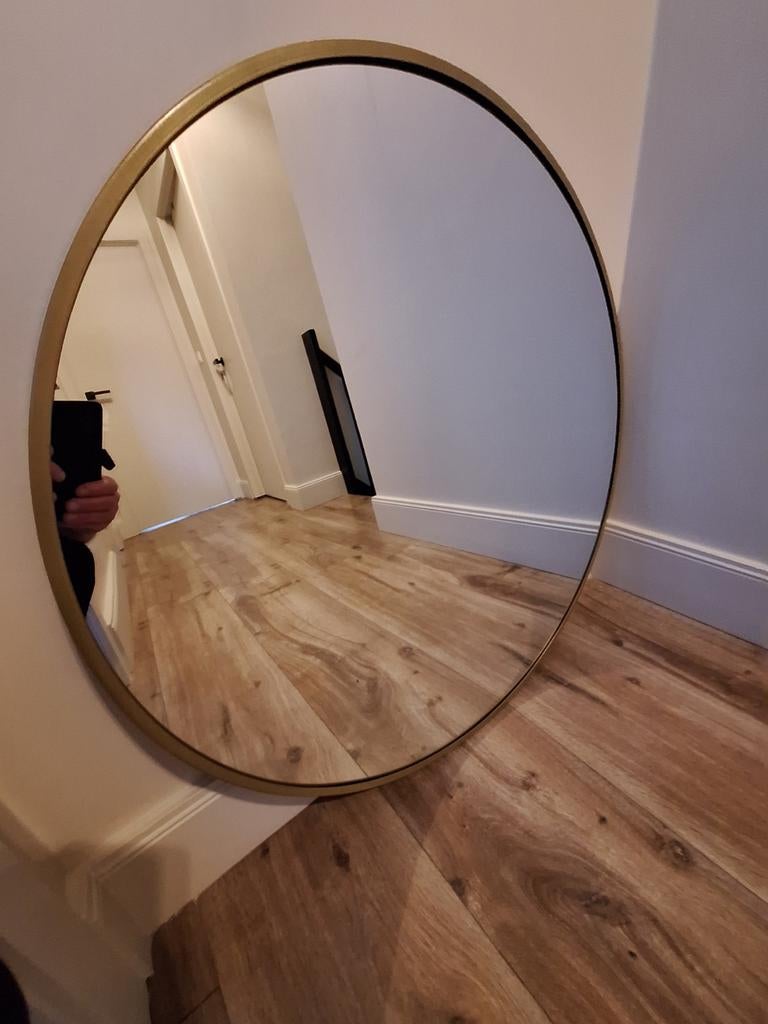 Ronde spiegel, Huis en Inrichting, Woonaccessoires | Spiegels, Ophalen, Rond, Zo goed als nieuw, 75 tot 100 cm