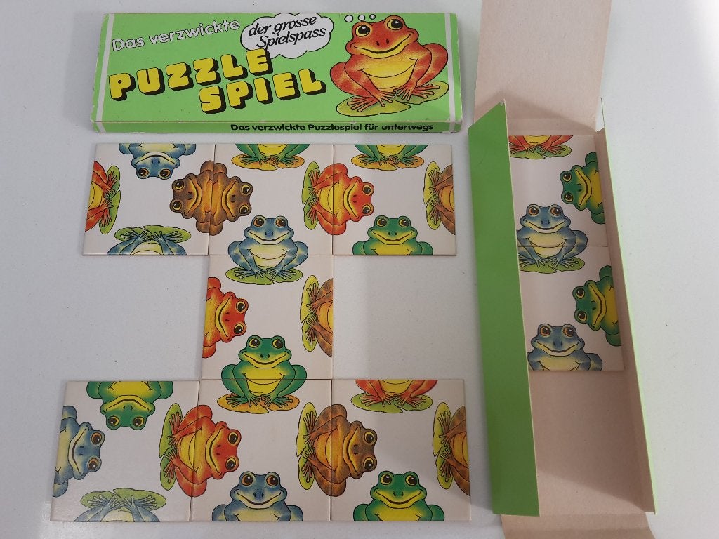Zeer oud puzzelspel in perfecte staat, uit 1982, met kikkers, Ophalen of Verzenden, Zo goed als nieuw, Overige typen