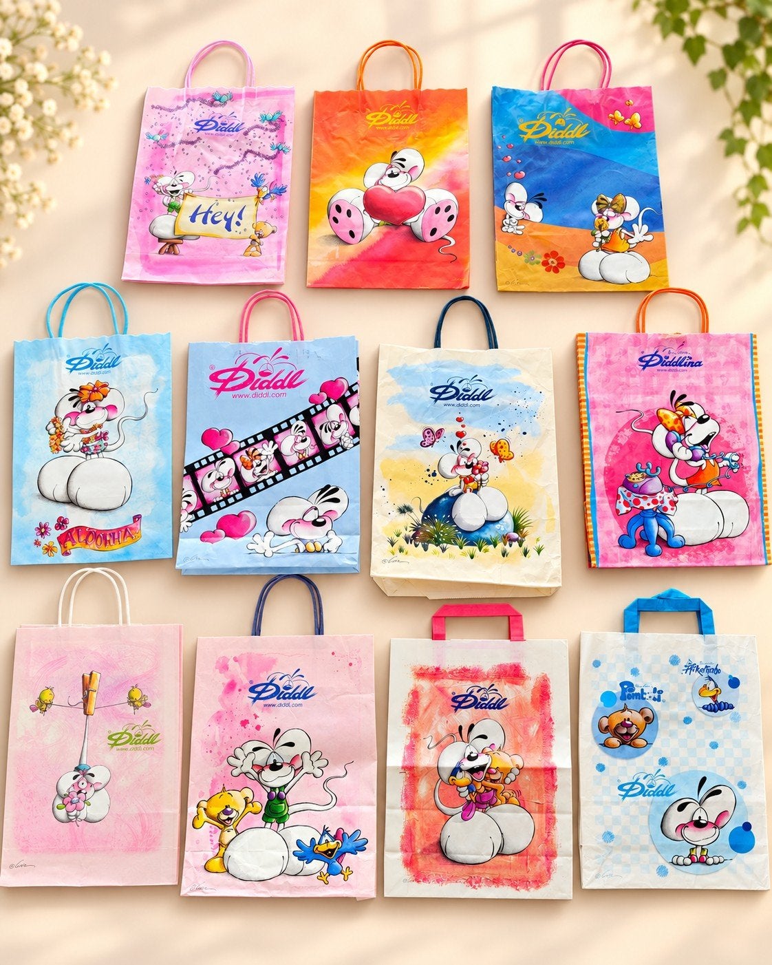 Vintage Diddl verzamelset: 11 unieke tasjes + 6 servetten, Enlèvement ou Envoi, Diddl