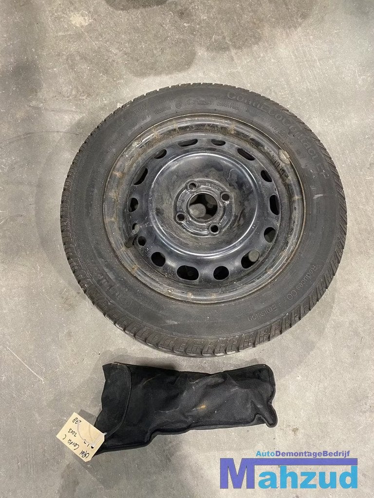 OPEL CORSA C 4X100 Reservewielset krikset thuiskomer 14 inch, Gebruikt, Opel Automobile GmbH, Kontakt@opel-infoservice.de, Opel