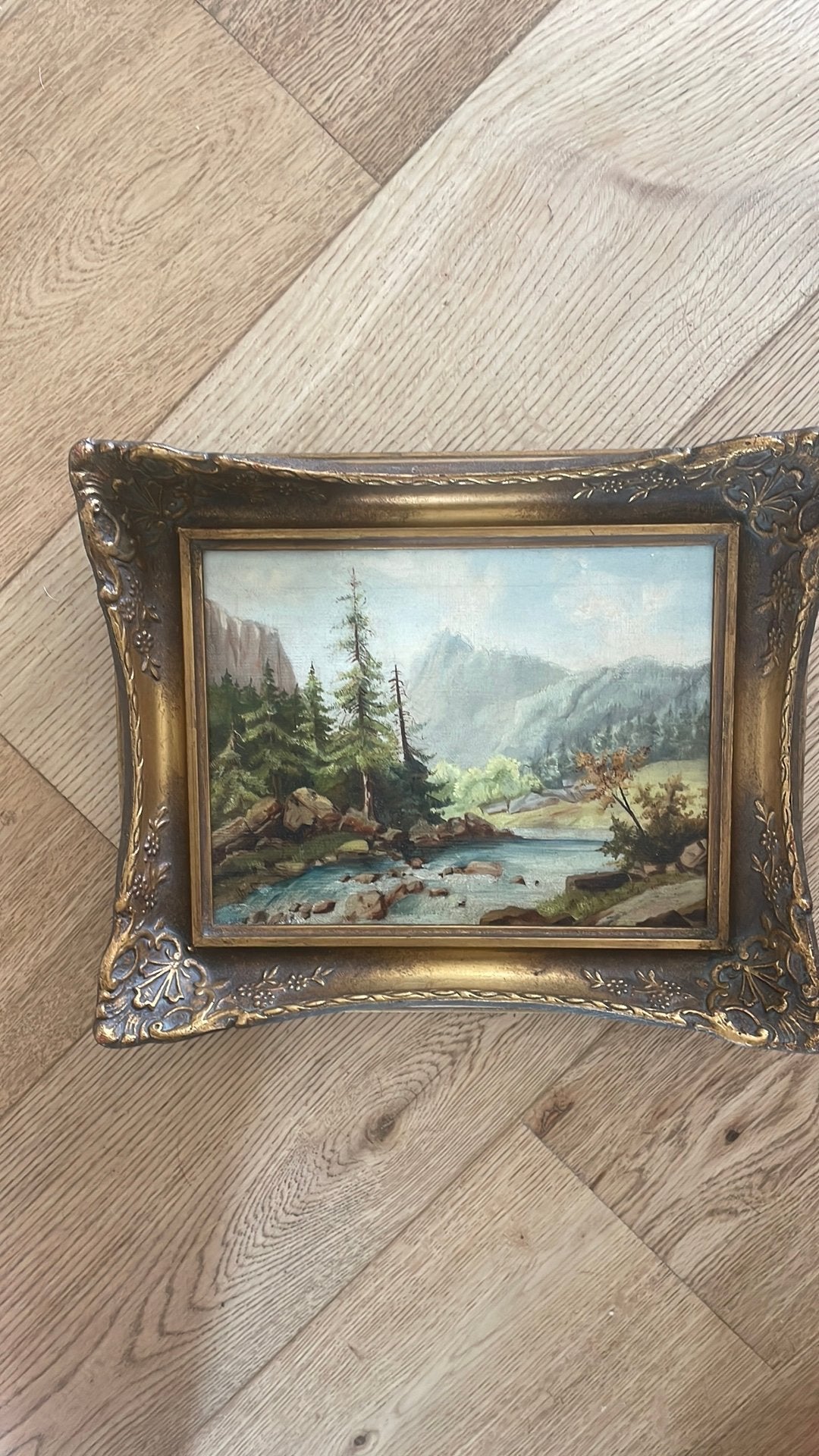 Belle peinture ancienne, Antiquités & Art, Peinture à l'huile, Paysage, Enlèvement, Cadre spécial
