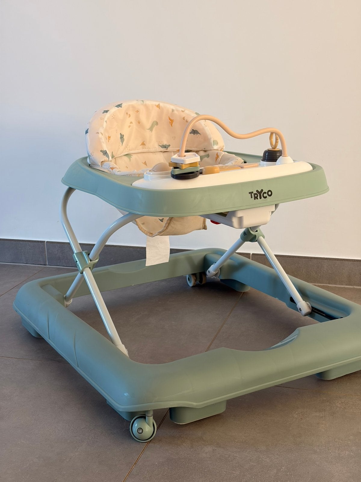 Tryco babywalker - dinosaurus groen/beige, Ophalen, Zo goed als nieuw