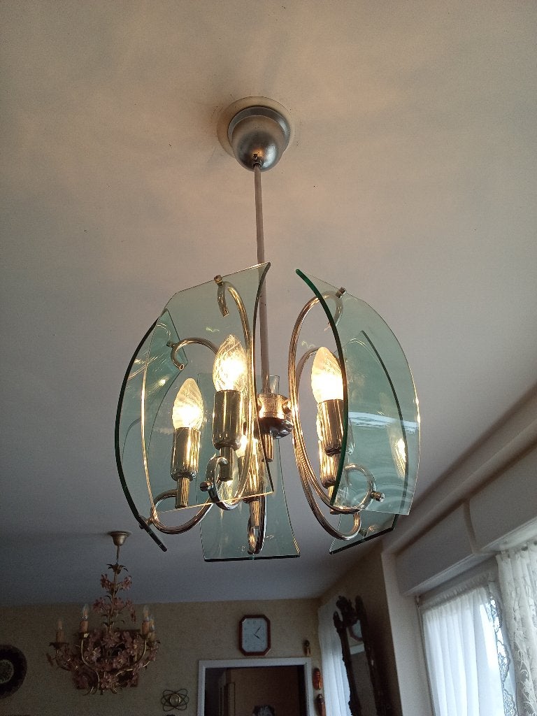 lustre vintage, Huis en Inrichting, Ophalen, Gebruikt, Hollywood regency, E14 (klein)