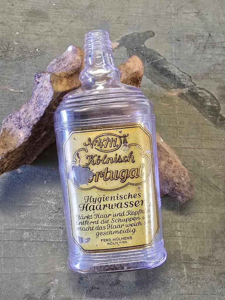 Vintage glass bottle 4711 Kōlnisch Portugal haarwasser, Verzamelen, Ophalen of Verzenden