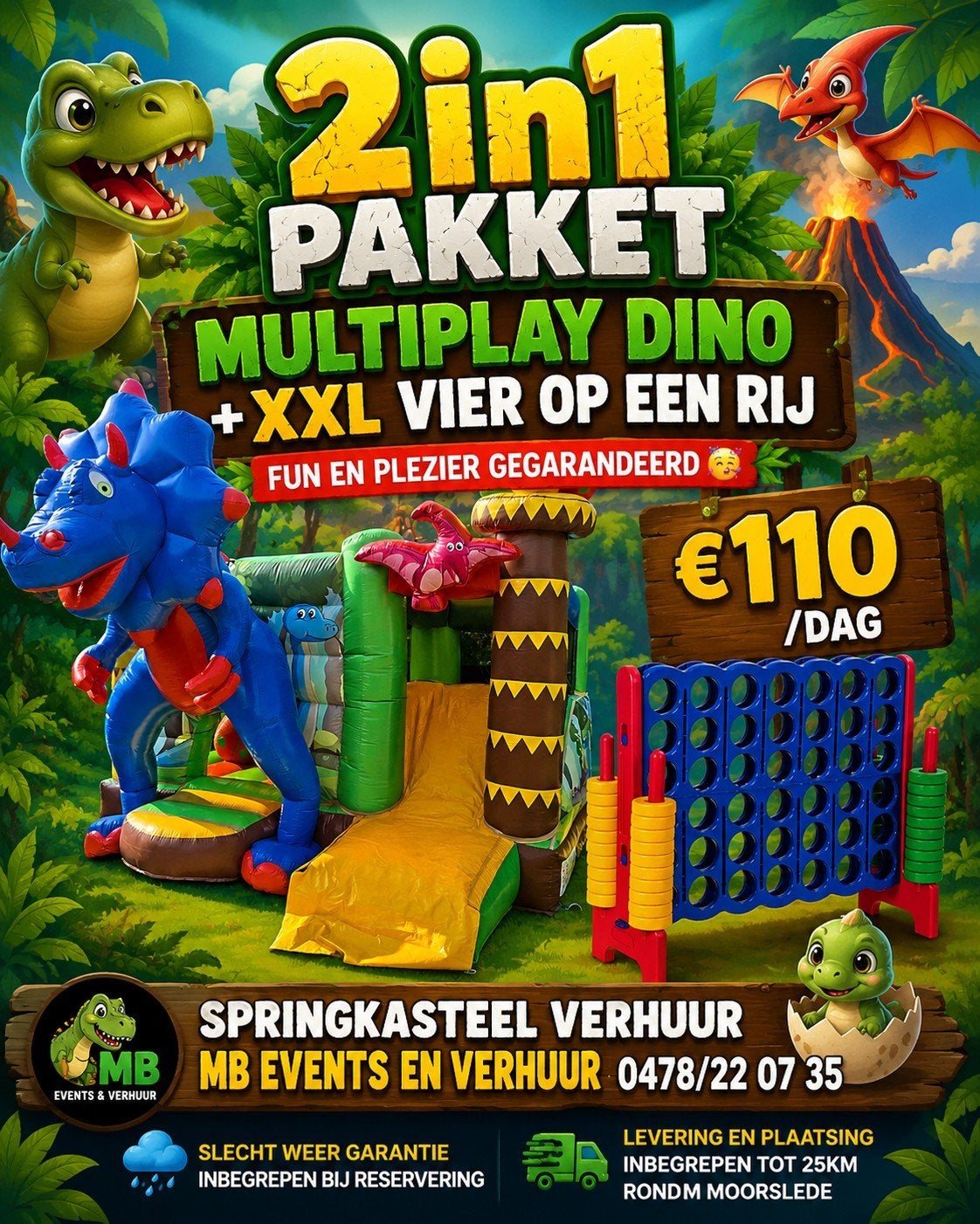 Te Huur Springkasteel Dino of Prinses