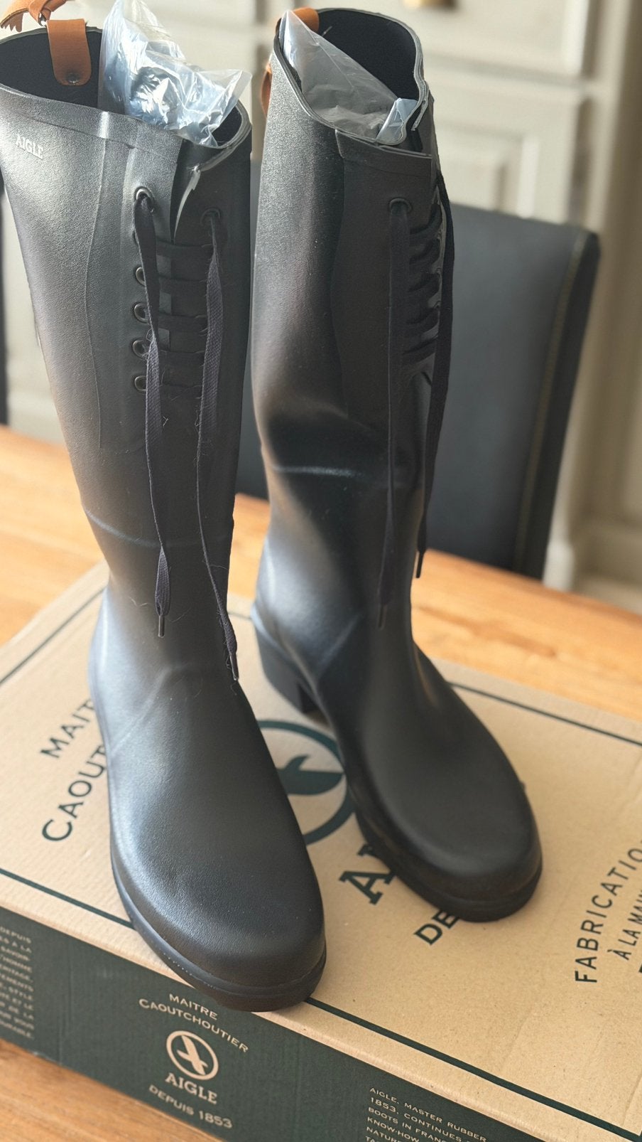 Bottes en caoutchouc noires New Aigle taille 41, Enlèvement, Neuf, Bottes de pluie, Dames