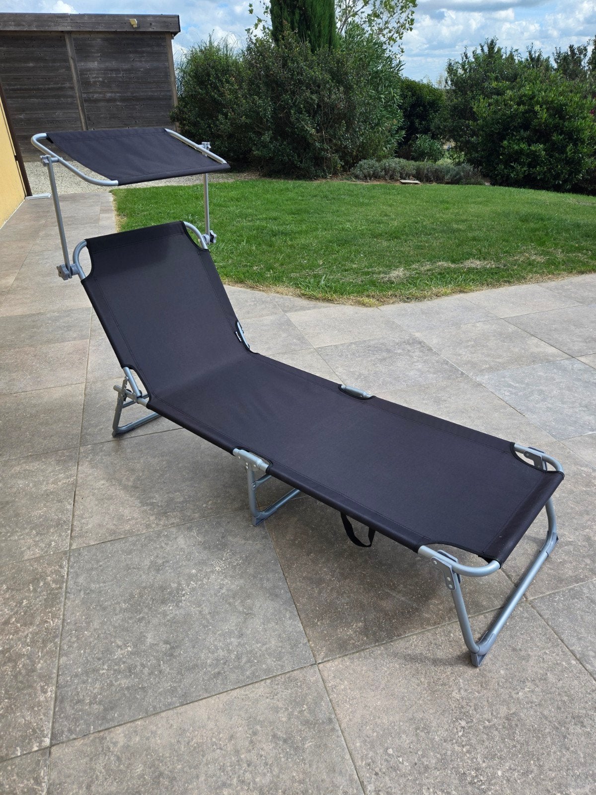 Nieuw! 2 opvouwbare ligstoelen zwart, Tuin en Terras, Ophalen
