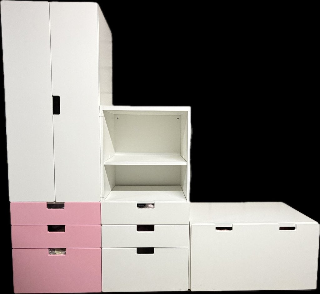 Kinderkleerkast IKEA (opstelling op foto) + 2de speelkist, 105 cm ou plus, Comme neuf, Enlèvement, 50 à 70 cm