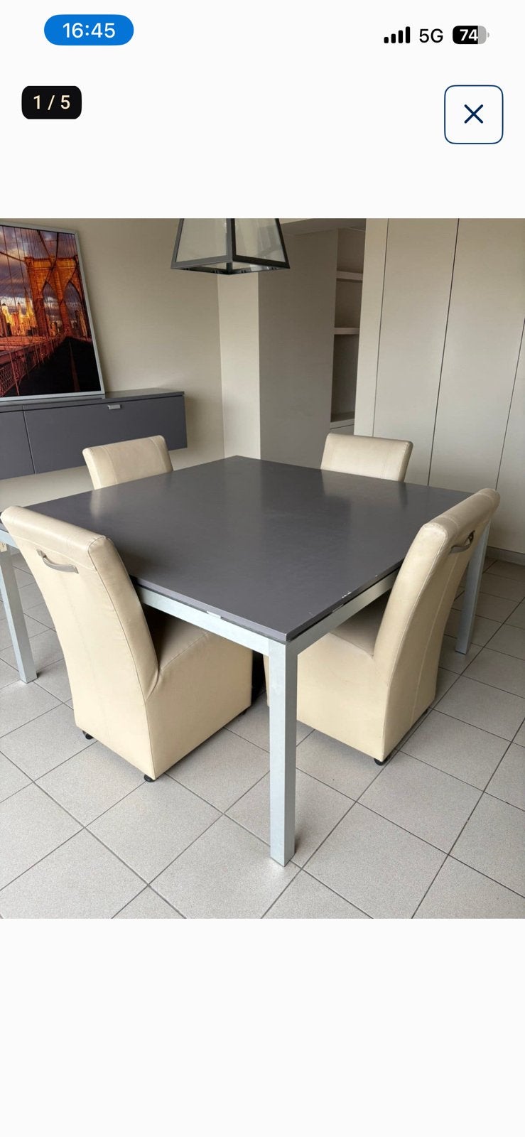Table carré 145 cm, Maison & Meubles, Enlèvement