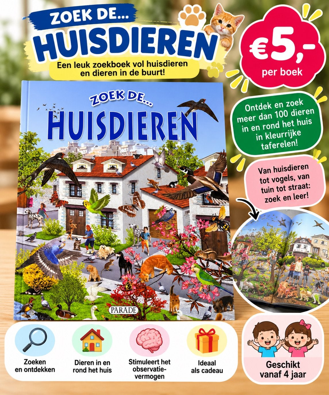 Kinderboek: Zoek de… Huisdieren | Groot dierenzoekboek, Ophalen, Nieuw