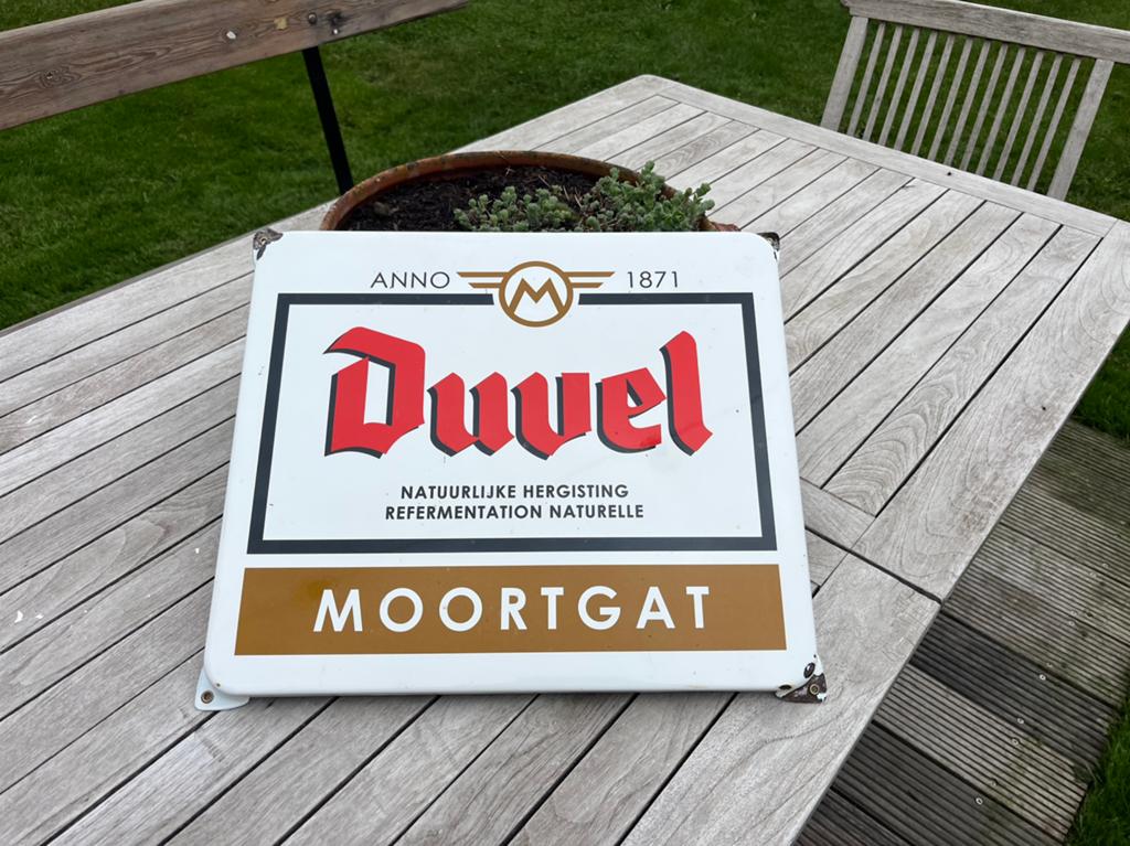 Emaille bord bier duvel, Enlèvement, Duvel