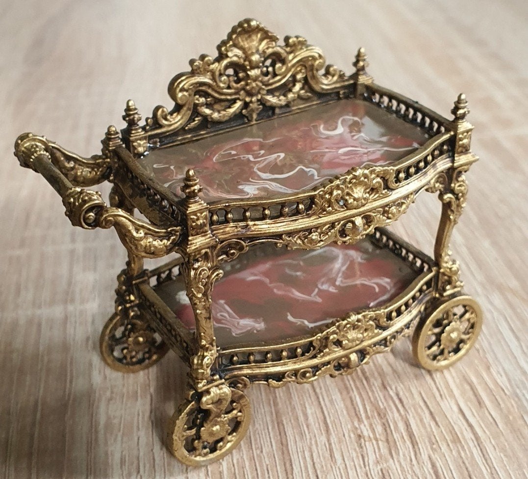 Prachtige miniatuur serveerwagen op schaal 1:12,

ideaal voo, Verzamelen, Ophalen