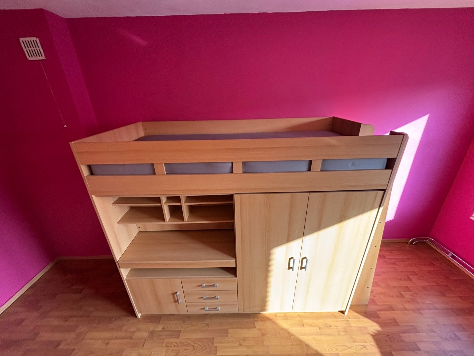 Hoogslaper met kleerkast, bureautafel en opbergruimte., Enlèvement, Utilisé, Lit mezzanine