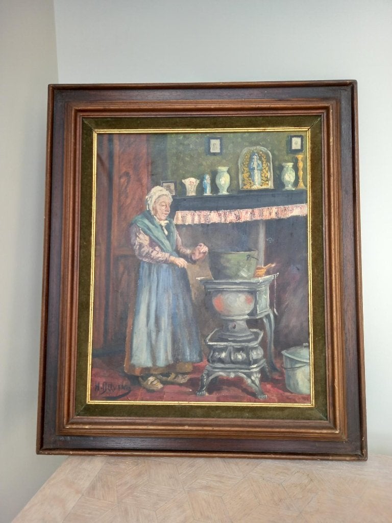 Peinture Hubert Delvenne - Ecole liégeoise, Antiquités & Art, Art | Peinture | Classique, Portrait ou Personnes, Enlèvement ou Envoi