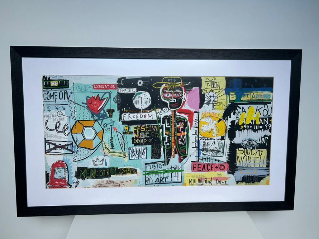 XL Jean-Michel Basquiat reproductie in kader, Antiek en Kunst, Kunst | Schilderijen | Modern, Ophalen